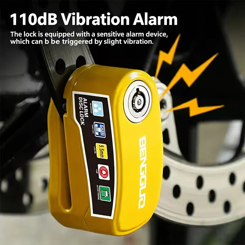 Motorcycle Bicycle Disc Lock Security Alarm Protection Padlock with Keys Aluminum Alloy Anti-theft Scooter Wheel Disc Brake Lock