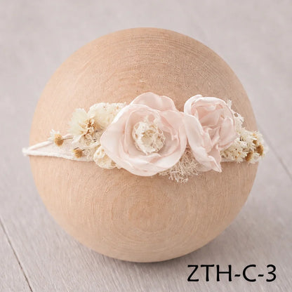 Floral Newborn Headbands for Photography Props Handmade Infant Girl Flower Wreath Baby Headband Newborn Photoshoot, Accessories