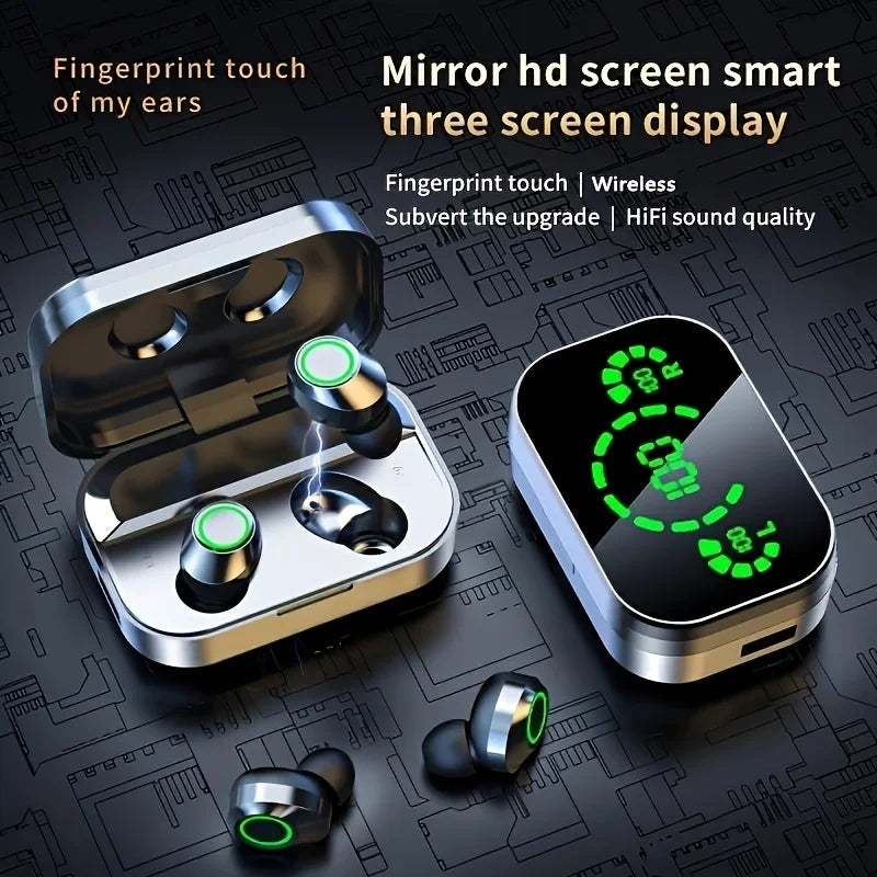 Original YD03 TWS Earphone Flashlight Wireless Headset 9D Noise Reduction 5.2 Bluetooth Headphone LED Display Touch Control Gift