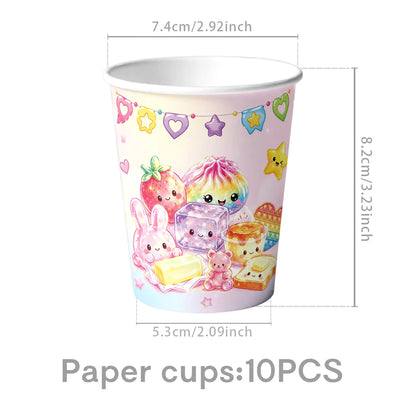 Squishy Bao Bun Themed Birthday Party Decorations Set Tableware Paper Plates Cups Cute Squishy Gift Bags Balloon Banner Supplies