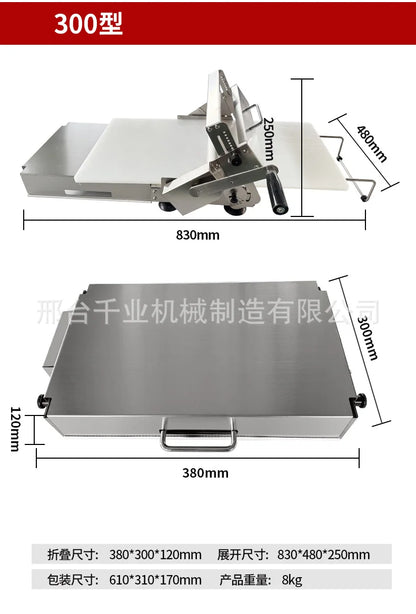 Folding Manual Dough Sheeter Roller Machine Adjustable Thickness Stainless Steel Laminator for Bakery Croissant Pizza Puff