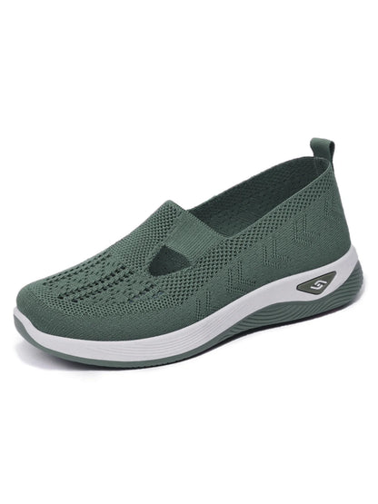 Women's shoes Solid Color Breathable Sneakers, casual sneaker women's summer sneakers, Low-top Knitted Casual Shoes Mom Shoes