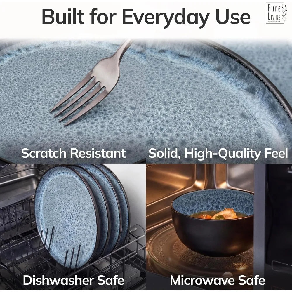32 Piece Stoneware Dinnerware Set Dishwasher & Microwave Safe for 8