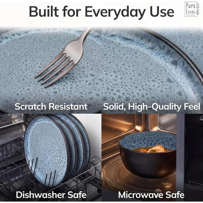 32 Piece Stoneware Dinnerware Set Dishwasher & Microwave Safe for 8