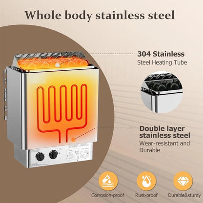 Sauna Heater 4.5-9KW 220V/380V Stainless Steel Electric Sauna Stove for Home Hotel Spa Steam Room