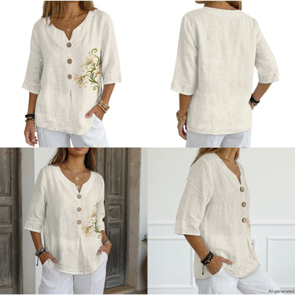 INSTANTARTS Clothing Female 2 Piece Sets for Women Summer Spring Outfits Lounge Sets V-Neck 3/4 Sleeve Set Fashion Matching