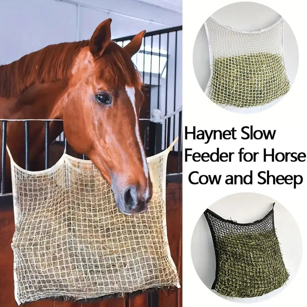 1Pc Durable Slow Feed Hay Net Large Capacity Hanging Horse Hay Bag 80x90cm Hay Feeder Bag for Horses Goat Sheep