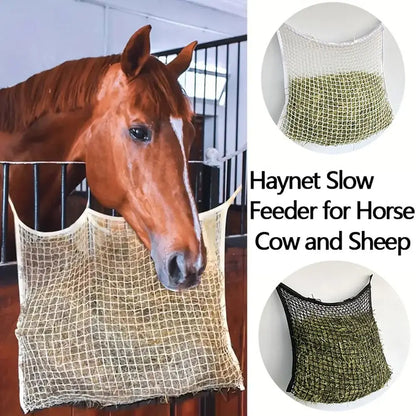 1Pc Durable Slow Feed Hay Net Large Capacity Hanging Horse Hay Bag 80x90cm Hay Feeder Bag for Horses Goat Sheep