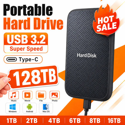 Handy Portable External Hard Drive 1TB 2TB External Hard Disk Data Storage Device For Laptop Desktop Smartphone