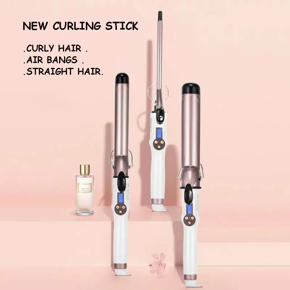 Electric Professional Ceramic Hair Curler LED Curling Iron Roller Curls Wand Waver Hair Straightener Styling Tool 9mm-38mm