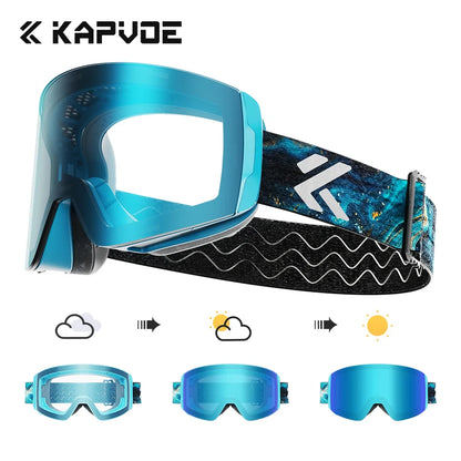 Kapvoe Snow Goggles Ski Snowboarding Skiing Sunglasses for Women Men Anti-Fog Lens UV400 Photochromic Glasses Motorcycle Glasses