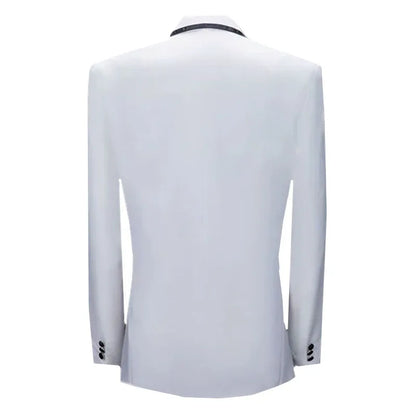 (Jacket+Pants) Men Fashion Wedding Banquet Party Flower Suits Singer Pianist Stage Performance Splicing Dress Blazer and Trouser