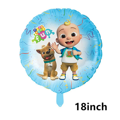 Cocomelon Balloon JJ Melon Watermelon Toy Happy Birthday Banner Party Decoration Backdrop Cake Topper JOJO Disposable Tableware