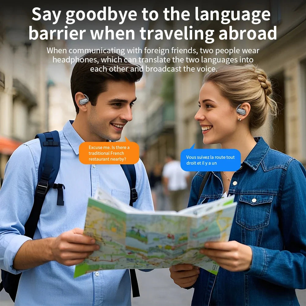 144 Languages AI Translation Earbuds,Bluetooth 6.1 Headphones Translator,Smart Mode Touch Screen Real-Time Earphones Fit Work