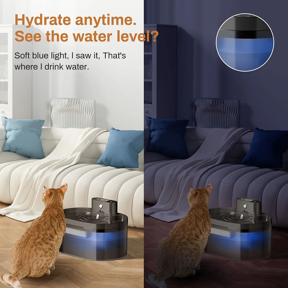 2.2L Wireless Automatic Cat Water Fountain Infrared Sensor Smart Pet Fountain 2600mAh Pet Water Dispenser for Cat Pet to Drink