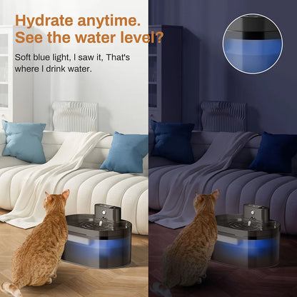 2.2L Wireless Automatic Cat Water Fountain Infrared Sensor Smart Pet Fountain 2600mAh Pet Water Dispenser for Cat Pet to Drink