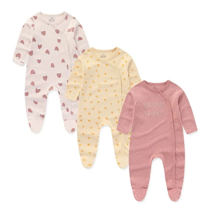 3PCS Newborn Cotton Baby Girl Clothes Cartoon Baby Boy Clothes Sets Autumn Long Sleeve Jumpsuits Spring Zipper Bebes