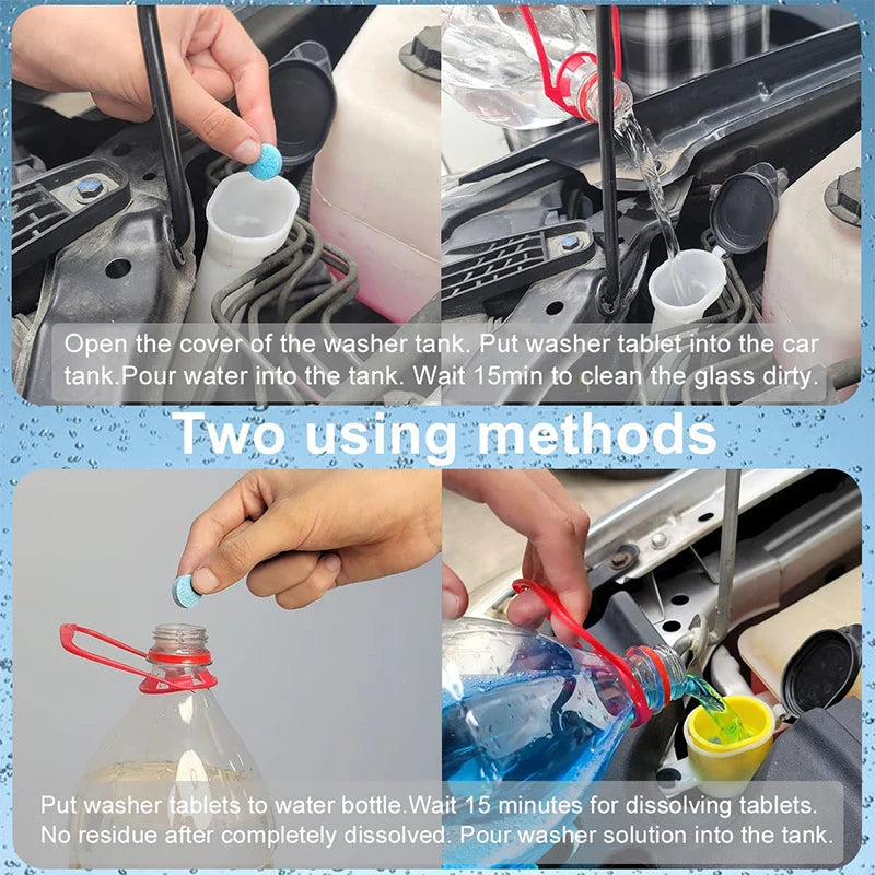 50pcs Car Effervescent Washer Tablet Auto Glass Washing Tablet Car Windscreen Cleaner Windscreen Glass Cleaning Tablet