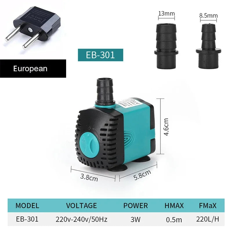Small Adjustable Flow Rate Submersible Pump Fish Tank Aquarium Circulating Pump Bottom Filter Silent Suction Manure Change Pump