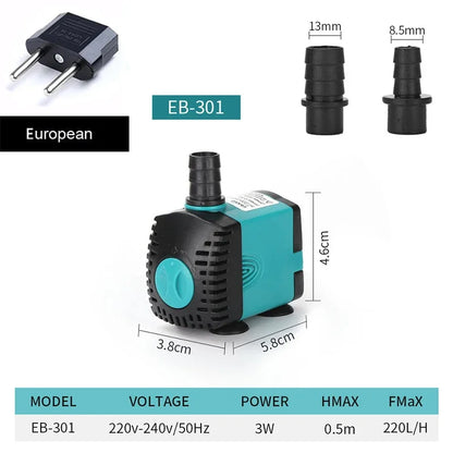 Small Adjustable Flow Rate Submersible Pump Fish Tank Aquarium Circulating Pump Bottom Filter Silent Suction Manure Change Pump