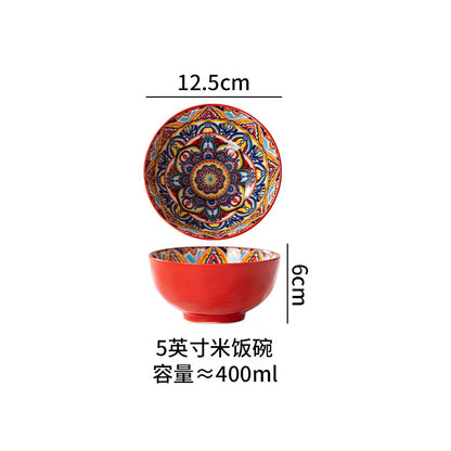 Ceramic Tableware Set Rice Bowl Serving Plate Creative Cutlery Soup Plate Noodle Handle Bowl Sauce Dish Steak Salad Fruit Plate