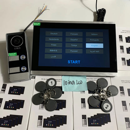 Tuya Smart WiFi Video Doorbell Intercom 1080P 2 Wired 10 inch LCD Video Door Phone System RFID APP Unlock for 2-Unit Apartments