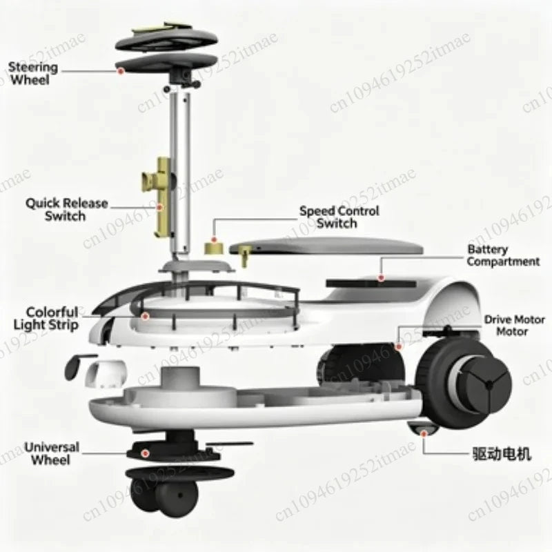 Portable Rechargeable Electric Hover Kart, Anti‑Rollover Ride‑On Scooter for Kids & Adults Outdoor Entertainment