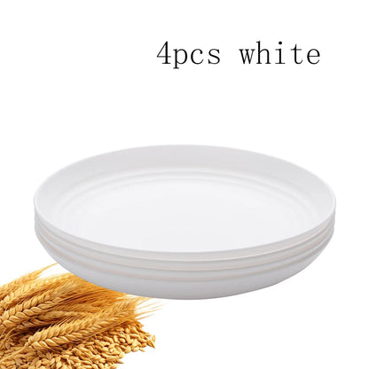 4/16pcs Plastic Plates (9 Inches in Diameter) Are Reusable and Suitable for Home Kitchens for Snacks, Desserts