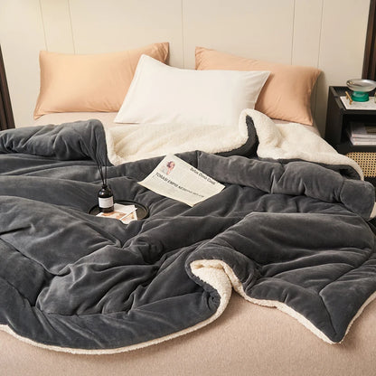 Flannel Sherpa Reversible Blanket, One Side Soft Flannel Other Side Cozy Sherpa Fleece, Lightweight Warm Throw for Sofa Travel