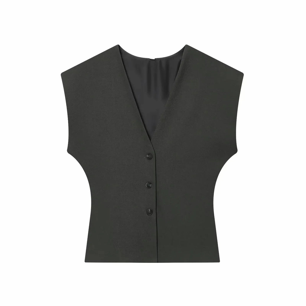 Women Fashion 2-Piece Set Single-breasted Sleeveless V-Neck Pinstripe Vest+Summer Pleated Loose Pocket Belt Zipper Pants