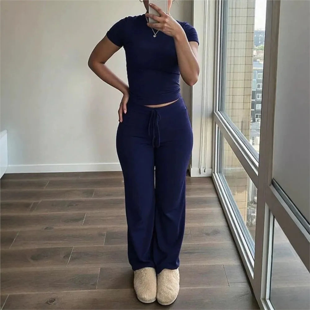 Casual Women's Matching Sets Vestido Deportivo Fitness Two Piece Outfits 2 Pieces Set For Woman Simple Style Sports Solid Color