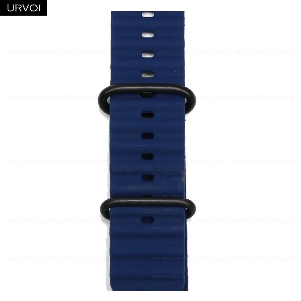 URVOI Ocean Band for Apple Watch Ultra 4 3 2 Strap Series 12 11 10 SE Sport Band for iWatch Silicone Wristband Black Buckle 49mm