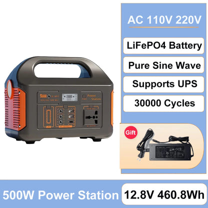 Gaiaray 100W 200W 300W 500W Portable Power Station Pure Sine Wave Solar Generator LiFePo4 Battery Power Plant For Camping Energy