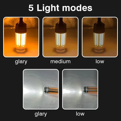 Camping Light Lightweight Handheld Torch  5 Lighting Modes Rechargeable Tent Lamp for Patio Climbing 8 Light Filaments