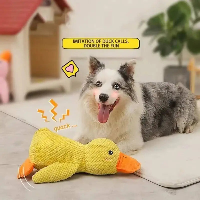 Pet Plush Toy Dog Calming Duck Companion Sleeping Duck Toys Chew Toy Durable Squeaky for Puppy Pet Teeth Cleaning Chew Pet Toy