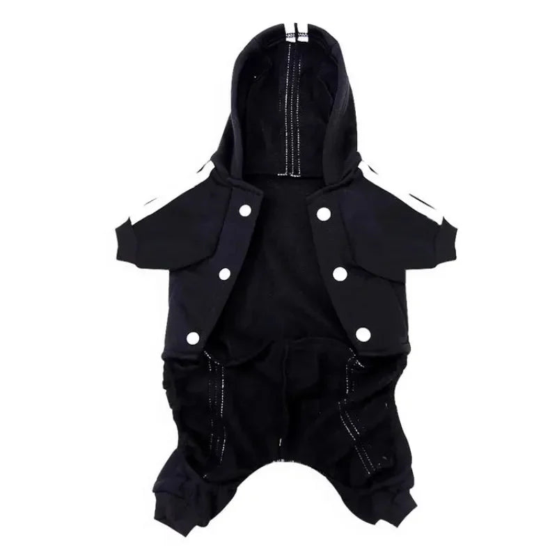 Warm Dog Jumpsuit Hoodie | Sport Sweatshirt Coat for Yorkie & French Bulldog | Small to Medium Pet Jacket