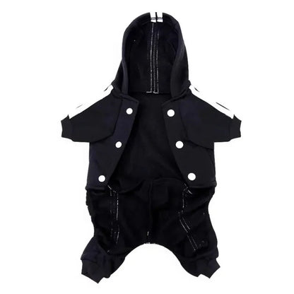 Warm Dog Jumpsuit Hoodie | Sport Sweatshirt Coat for Yorkie & French Bulldog | Small to Medium Pet Jacket