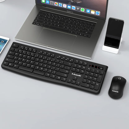 Ks Bluetooth Keyboard and Mouse Combo，Full Size Wireless Dual-Mode Connection，Low-Noise Keys for Desktop/Laptop