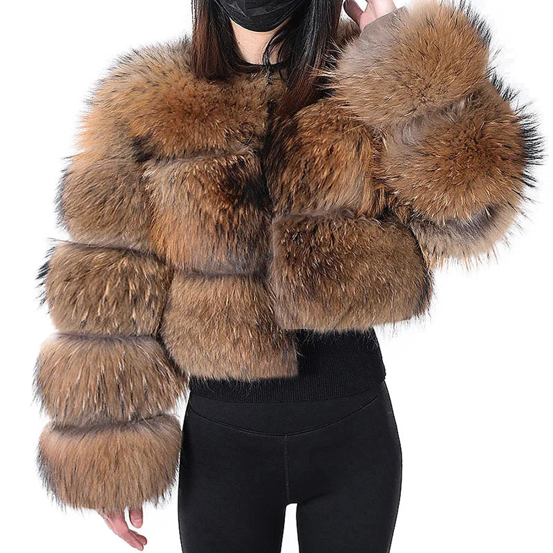 2026 Maomaokong Super Hot Winter Women Luxury Thick Real Raccoon Fur Coat Natural Fox Fur Jacket Plus Size Jackets Female Vest