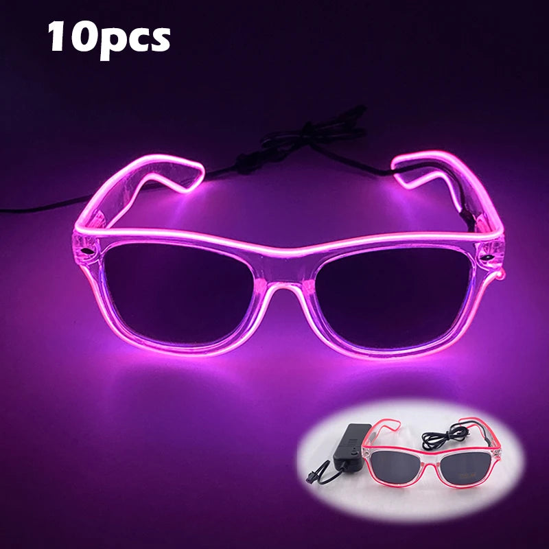 1PC Light Up LED Glasses Glow Sunglasses EL Wire Neon Glasses Glow in The Dark Party Supplies Neon Party Favors for Adults
