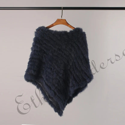 Women's Real Rabbit Fur Poncho Vest Natural Leather Winter Jacket Wrap Coat Shawl  Wedding Party Knitted Fur Vest Wholesale