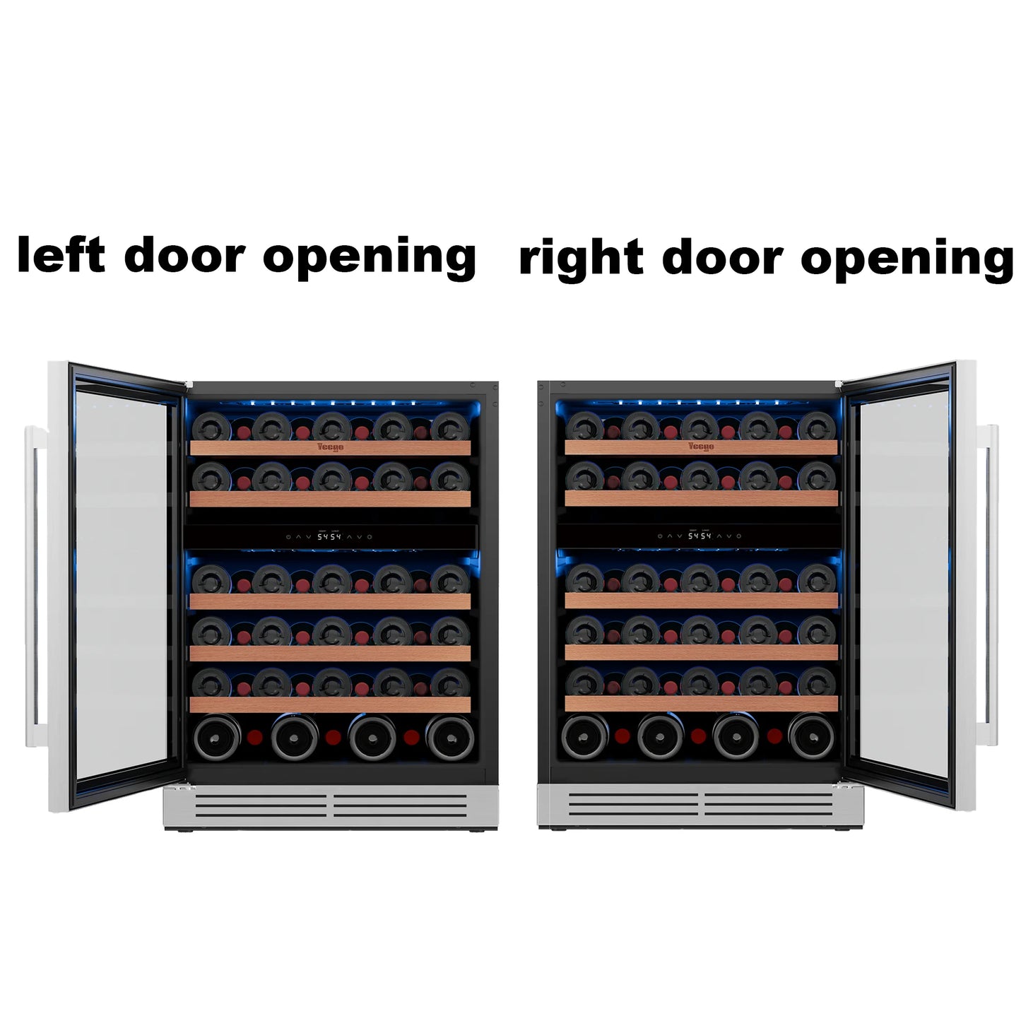 Yeego 52 Bottle Dual Zone Wine Cooler Refrigerator Built In Under Counter Wine Fridge with Compressor Cooling, Adjustable Temperature 40-65°F, Lockable Glass Door LED Light, ETL DOE Certified for Home Kitchen Bar