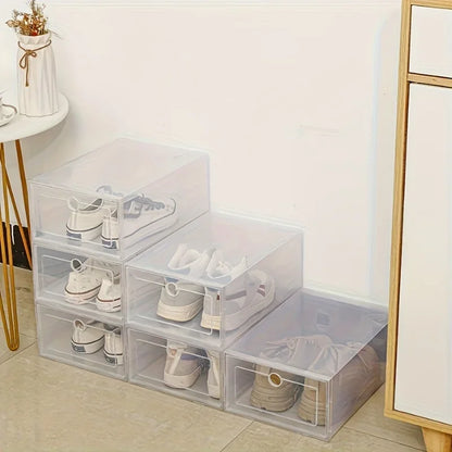 1/6PCS 33x23x14cm Plastic Shoes Case Drawer Case Thickened Transparent Shoebox Shoe Organizer Plastic Shoe Boxes Stackable Box