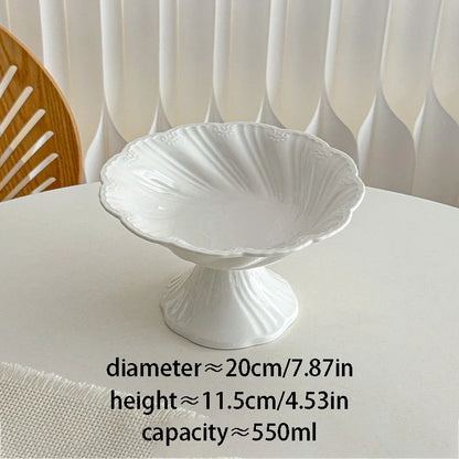 New French Minimalist Style High Temperature Fired Ceramics Plates Dinner Sets Stem-Dish Rice Fruit Bowl Salad Plate Tableware