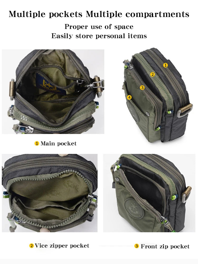 VOLUNTEER Crossbody Bags for Men Fashion Waterproof Phone Oxford Cloth Casual Small Messenger Men's Shoulder Sling Bag 1652-11