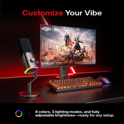 MAONO PD100W Wireless USB Dynamic Microphone Cardioid Microphone One-Touch Mute Noise Reduction RGB for PC Gaming Live Streaming