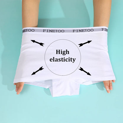 FINETOO 2Pcs/Set Low Waist Women's Underwear Cotton Boxer Plus Size Short Pants For Lady Sexy High Stretch Underwear S-XXL Brief