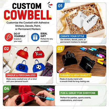 12-100 Pcs Metal Cowbells for Sporting Event 3 Inch Small Noise Makers Cow Bell for Football Event Wedding Party Favor for Guest