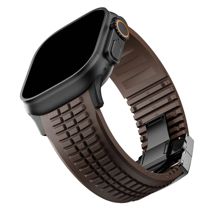 Sports Silicone Band for Apple Watch Ultra 2 49mm 46mm 45mm 44mm Luxury Metal Bracelet for iWatch Series 10 9 8 7 6 5 4 Se Strap