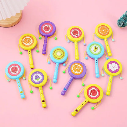 1-20 PCS Educational Toys Baby Cartoon Fruit Animals whistle Rattle Drum Toys Baby Early Education Toy  Birthday Party Favors